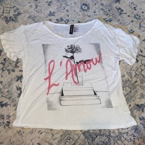 white printed cropped top